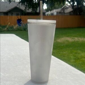 Starbucks Textured White Tumbler with Straw